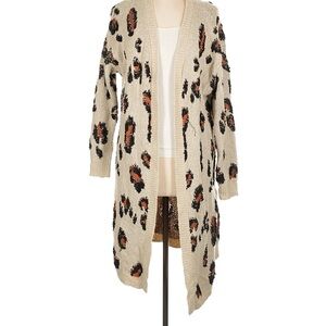 Knox Rose Beige and Black Animal Print Cardigan